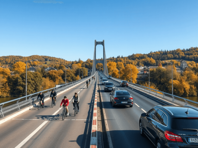 Новые велодорожки на мосту Нибелунгов вызвали пробки в Линце