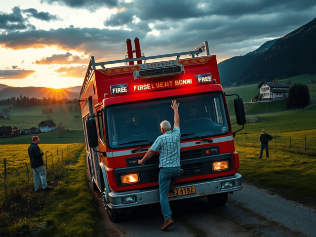 Schnapsidee с огнём: Пьяный перепарковал пожарную машину